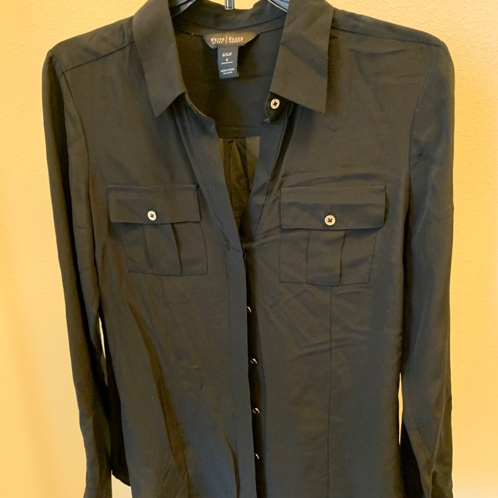 WHBM SILK BLACK SHIRT